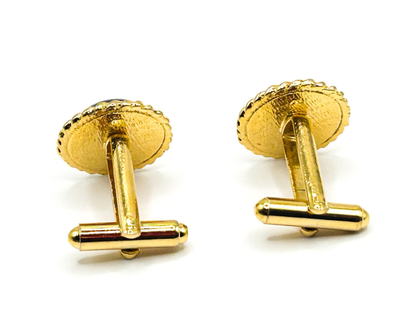 Murano Glass Cufflinks Vintage Blue White Millefiori Gold Tone Italian