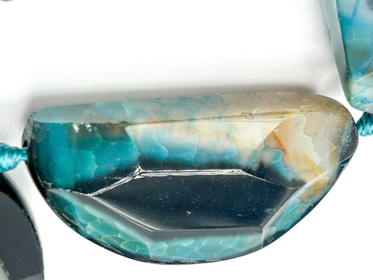 Blue Agate Necklace Statement - Semi-precious Gemstone Boho Beaded 20.5"
