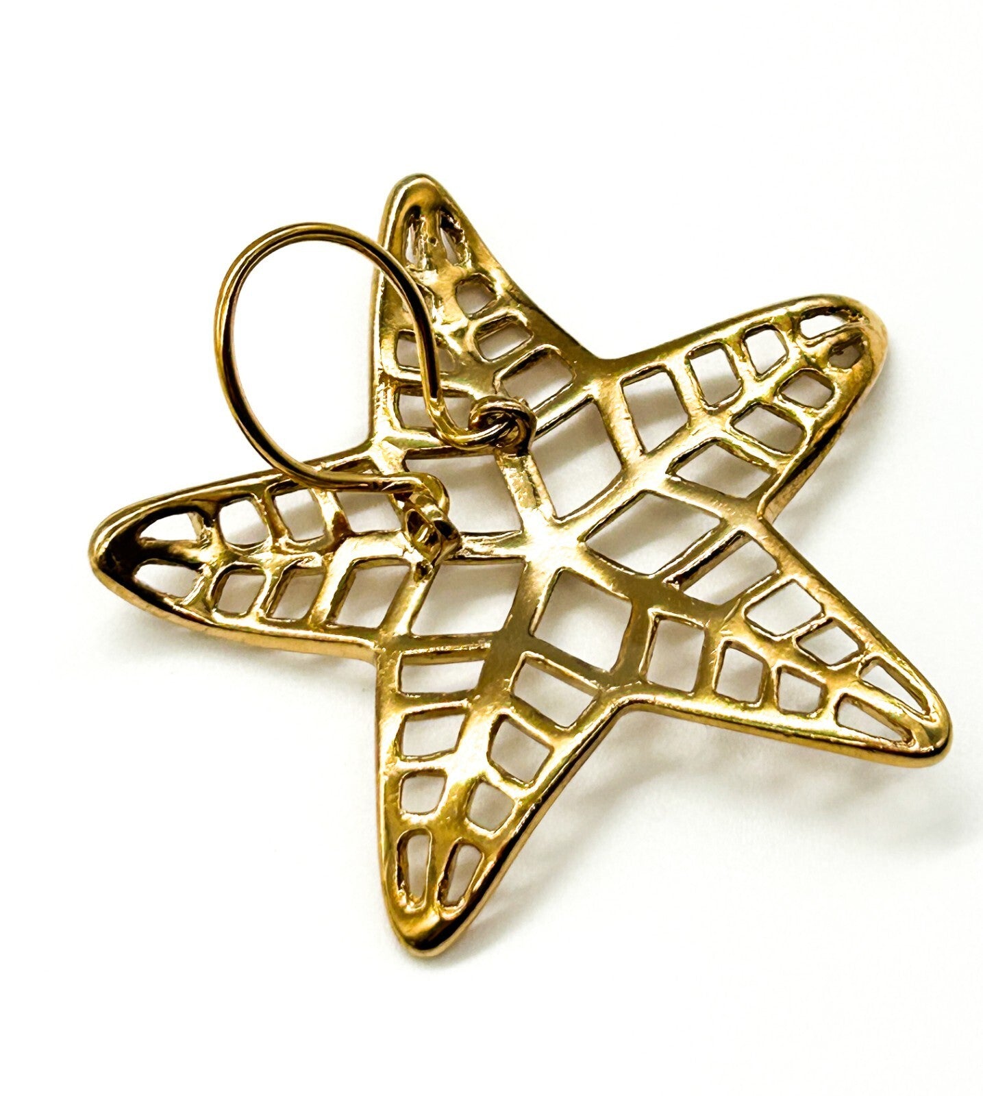 Gold Tone Openwork Starfish Scarf Clip Large Coastal Nautical Accessory 6.5cm