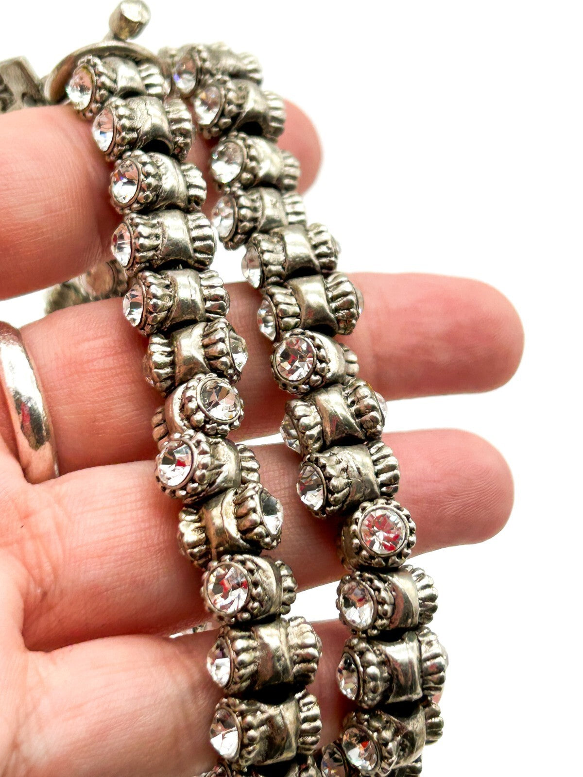 Roderigo Otazu Swarovski Crystal Silver Tone Barrel Choker Statement Necklace