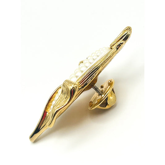 Vintage Signed BALLOU REG'D Corn on the Cob Pin / Brooch - Pearlescent