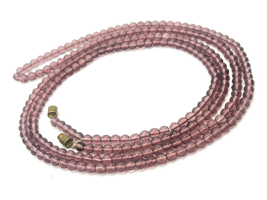 Vintage Mauve Glass Beaded Long Necklace 23"