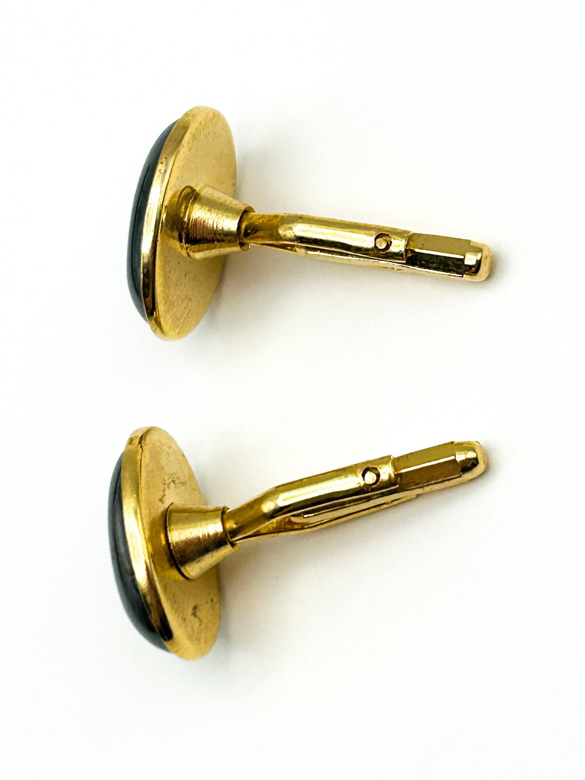 Vintage Gold Tone Oval Hematite Cufflinks