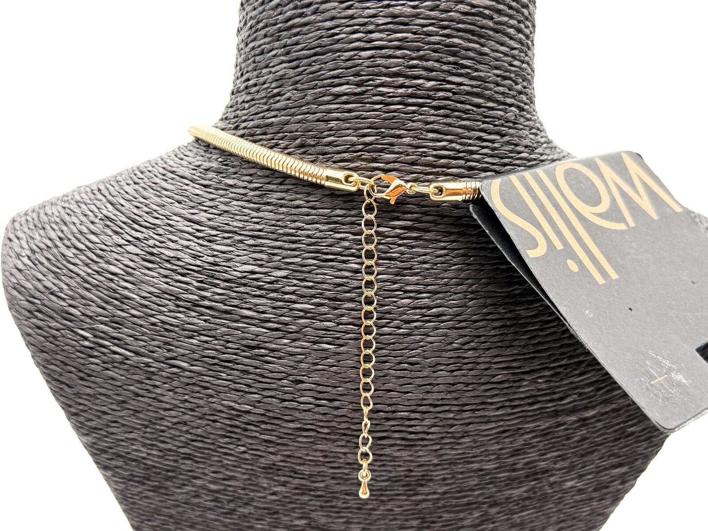 Wallis Gold Tone Statement Necklace Red Cabochon Pendant Snake Chain 18” NWT