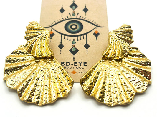 New on Card Mint Velvet Gold Tone Fan Design Earrings