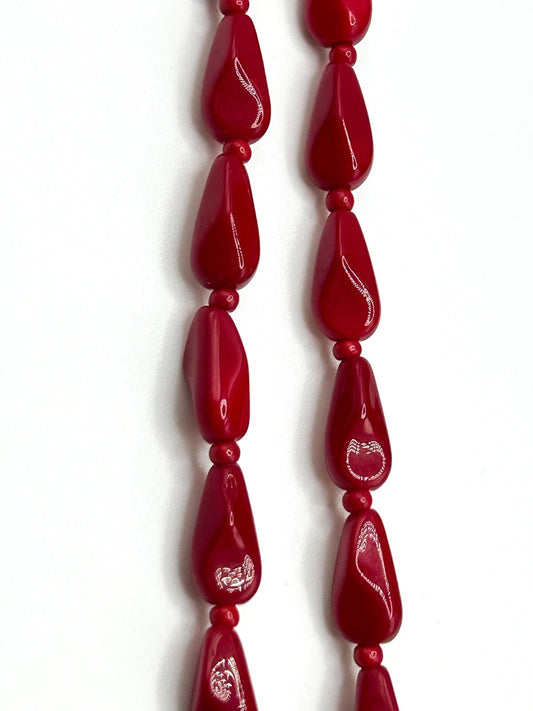 Vintage Red Glass Beaded Necklace