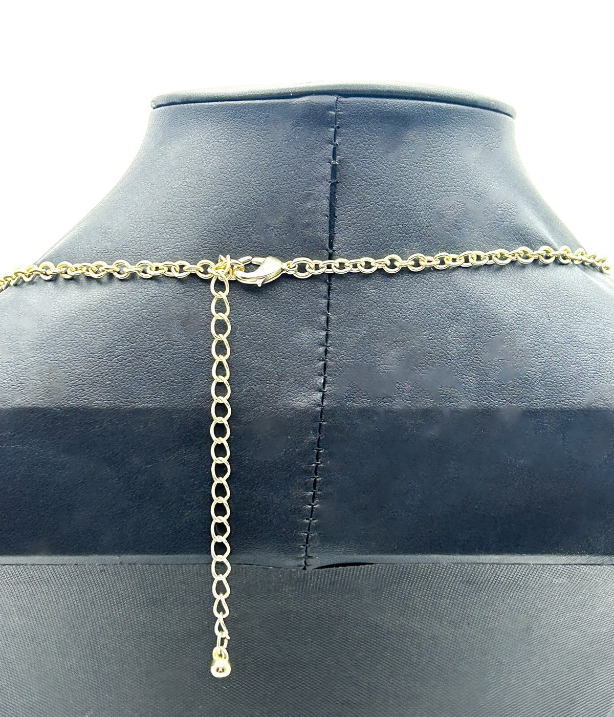 Y2K Gold Tone Statement Necklace Mother of Pearl Disc Hoop Bib Chunky 90s 2000s