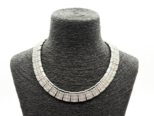 Swarovski Crystal Collar Necklace Silver Tone Signed Swan Statement Jewellery