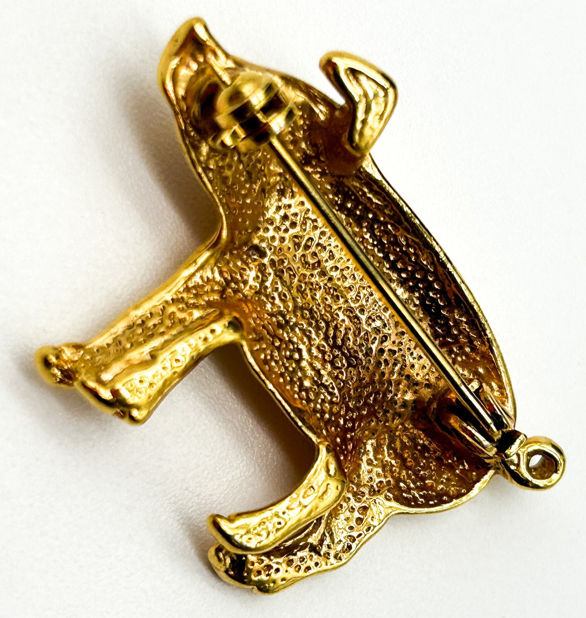 Cute Pig Brooch Gold Tone Figural Animal Pin Vintage