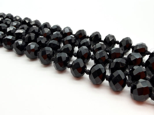 Faceted black glass necklace