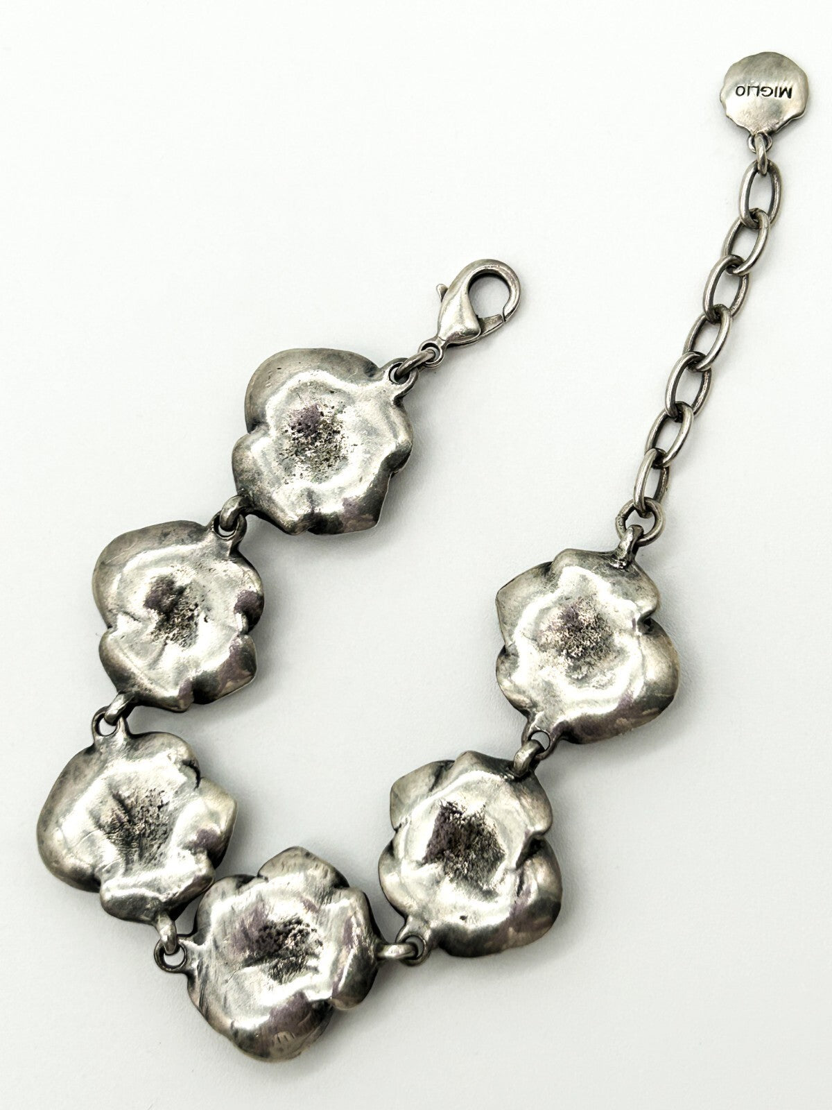 Miglio Silver Plated Rose Link Bracelet Statement Floral Bracelet