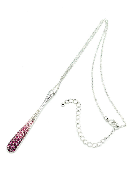 Natalia V. Collister (NVC) Signed Silver Tone Pink Ombre Rhinestone Necklace