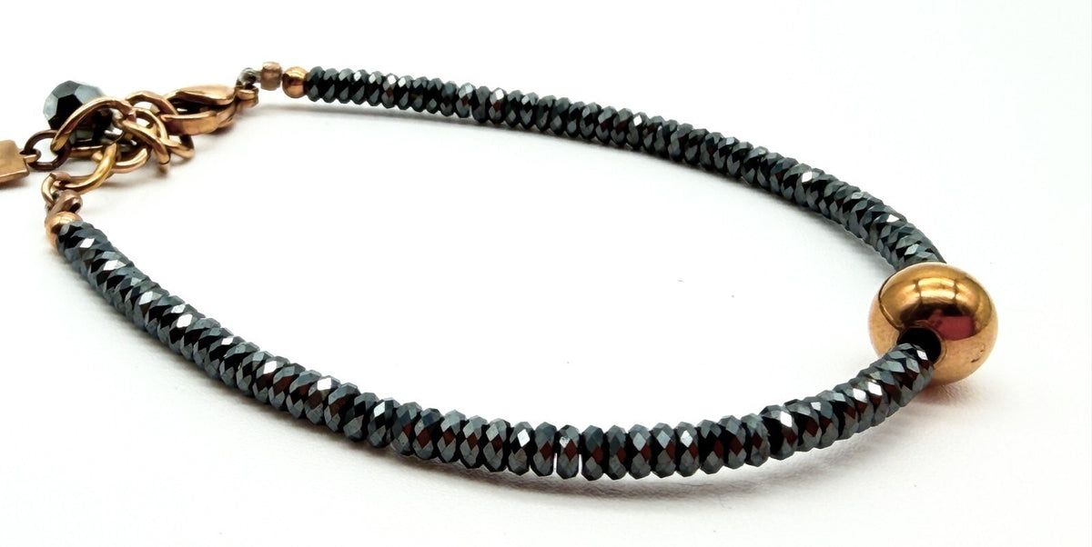 Coeur De Lion Bracelet Hematite Titanium Oxide Rose Gold Plated Elegant