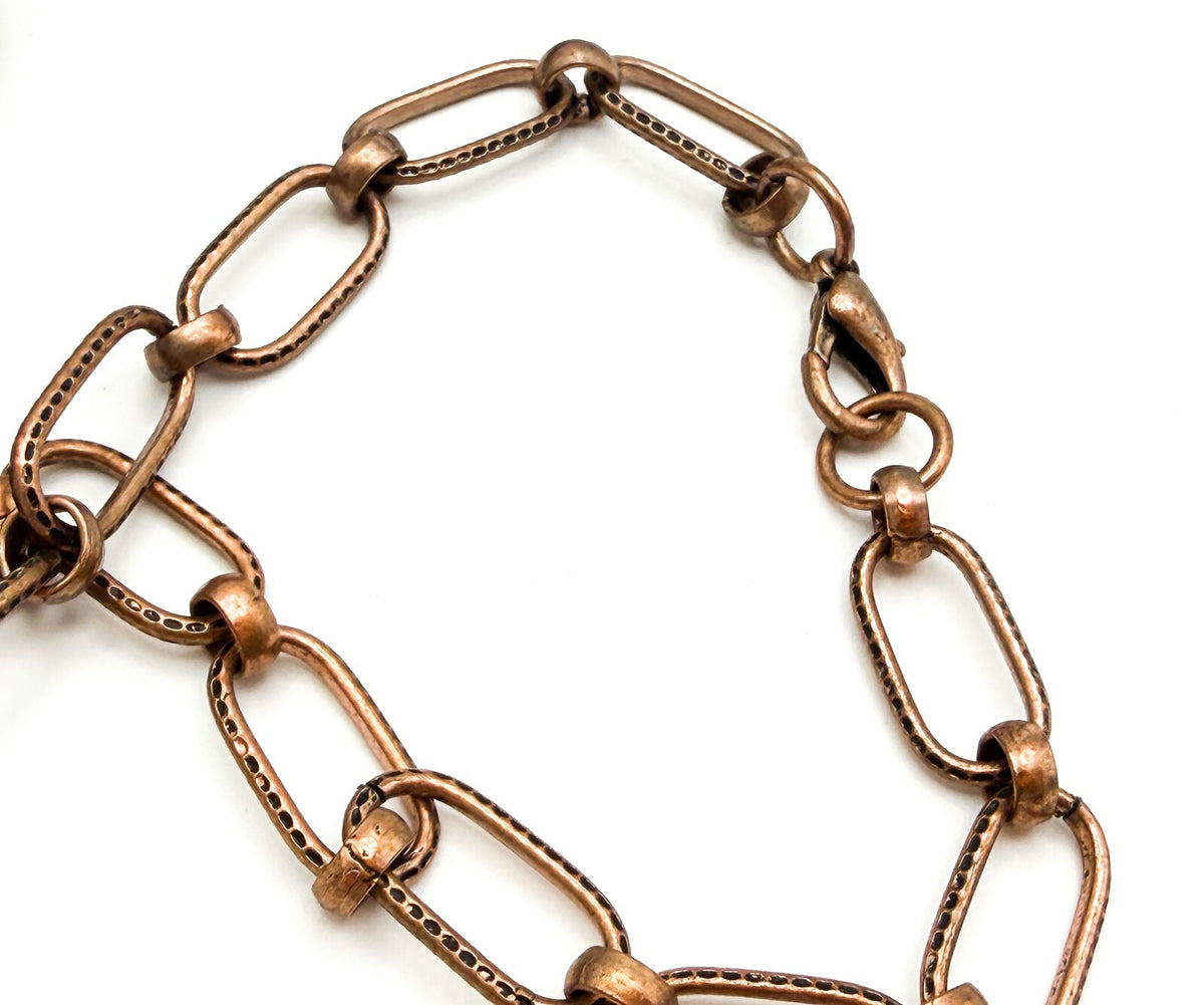 Bronze Tone Multi-Chain Statement Necklace – Paperclip & Mesh Layers, 37”