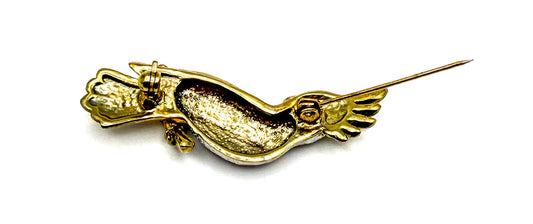 Vintage Cockatoo Brooch - Gold and Silver Tone Figural Design