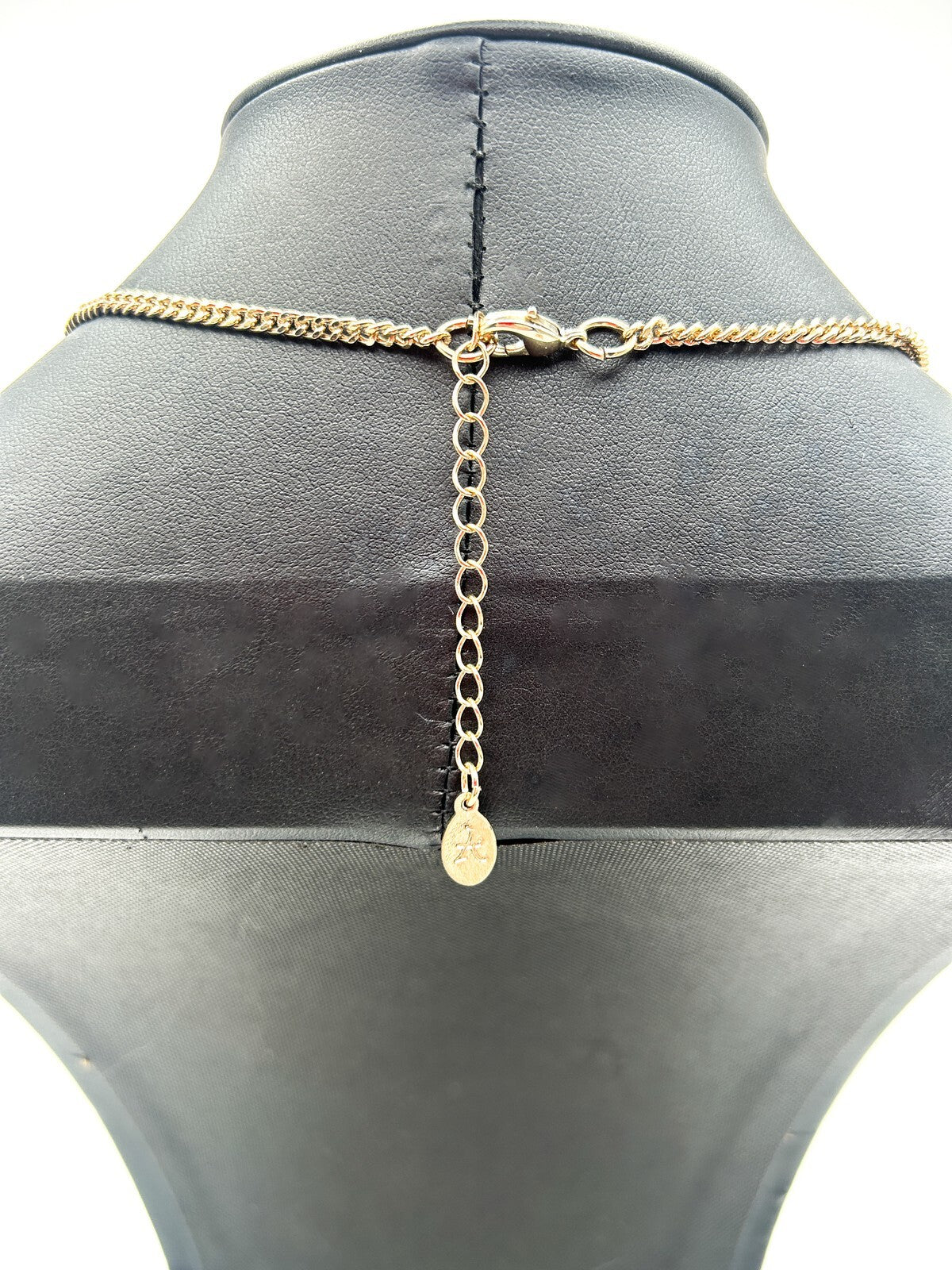 Accessorize Gold Tone Necklace Pale Blue White Teardrop Statement Fringe 15.5”