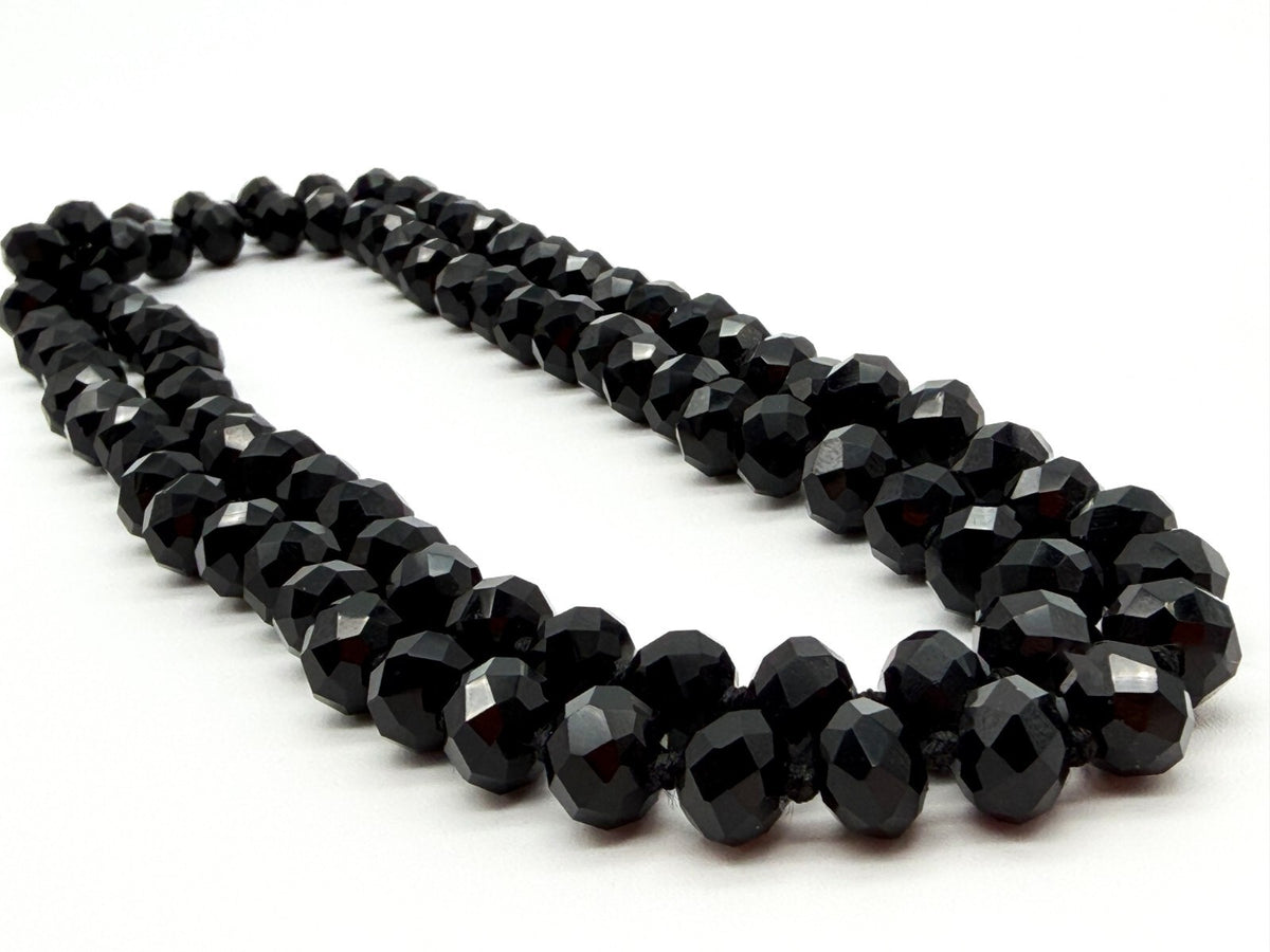 Faceted black glass necklace