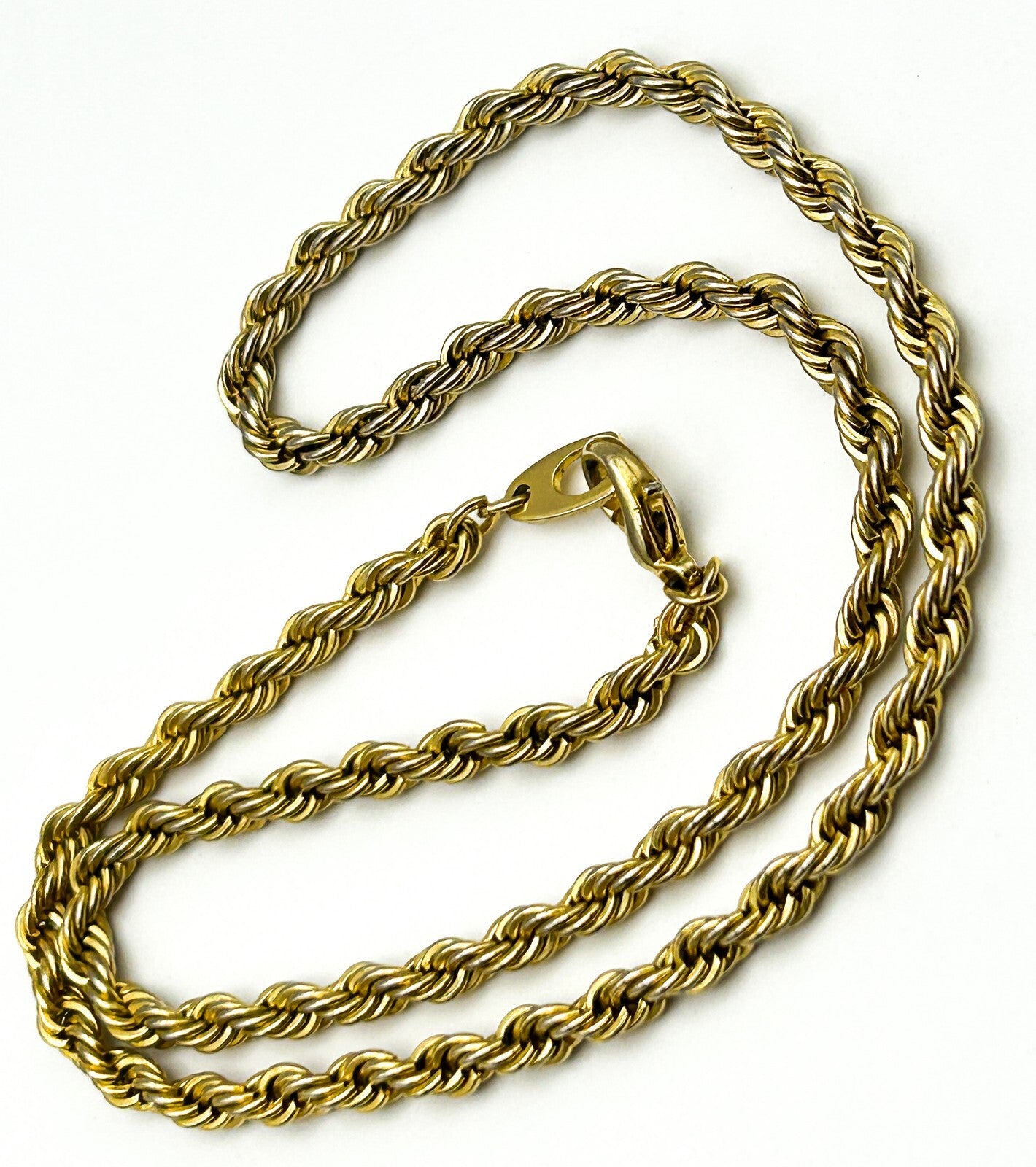 Gold Tone Rope Chain Necklace 18” Twisted Chain Minimal Classic Everyday