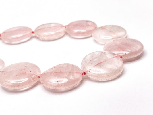 Chunky Rose Quartz Disc Bead Necklace Pink Stone Gem Boho Handmade Pastel