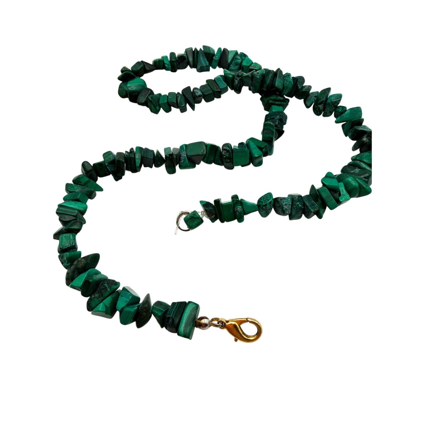 Vintage Malachite Chip Necklace - Semi-precious Gemstones - 19" - Boho, Green