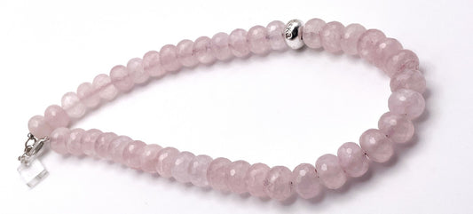 ASKA Faceted Rose Quartz Rondelle Beaded Necklace
