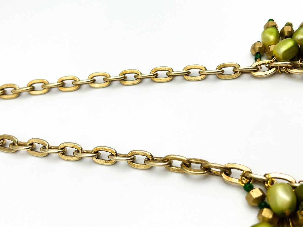BD-Eye Original Green Cha Cha Necklace & Earrings Set Vintage Beads Statement
