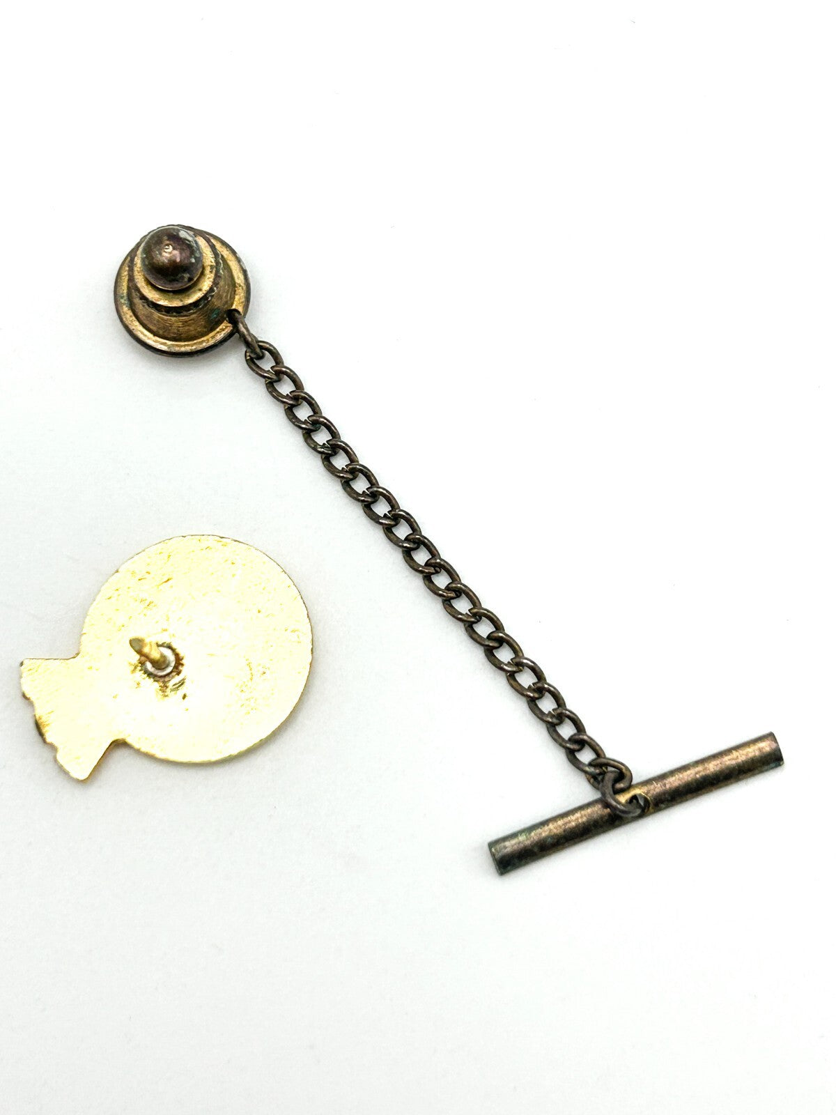 Vintage HMS Edinburgh Gold Tone Enamel Cufflinks and Tie Pin Set Military