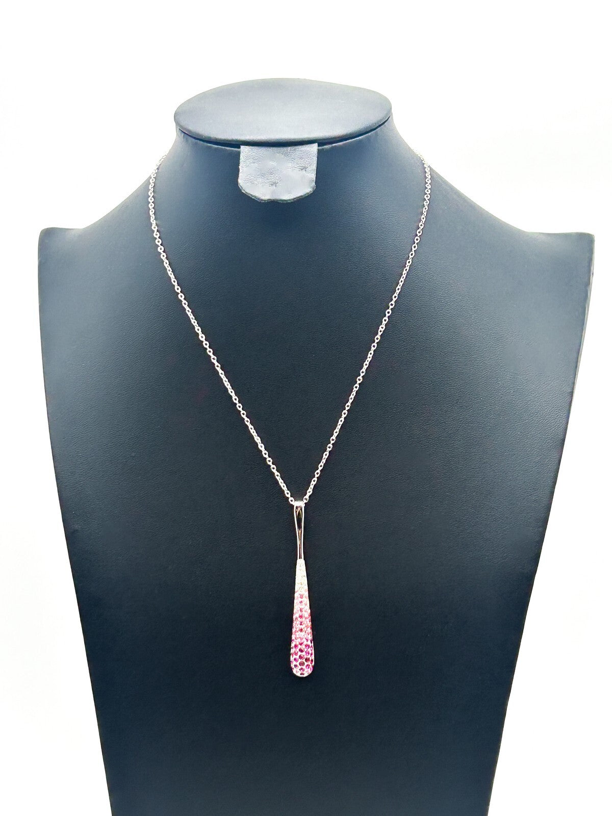 Natalia V. Collister (NVC) Signed Silver Tone Pink Ombre Rhinestone Necklace