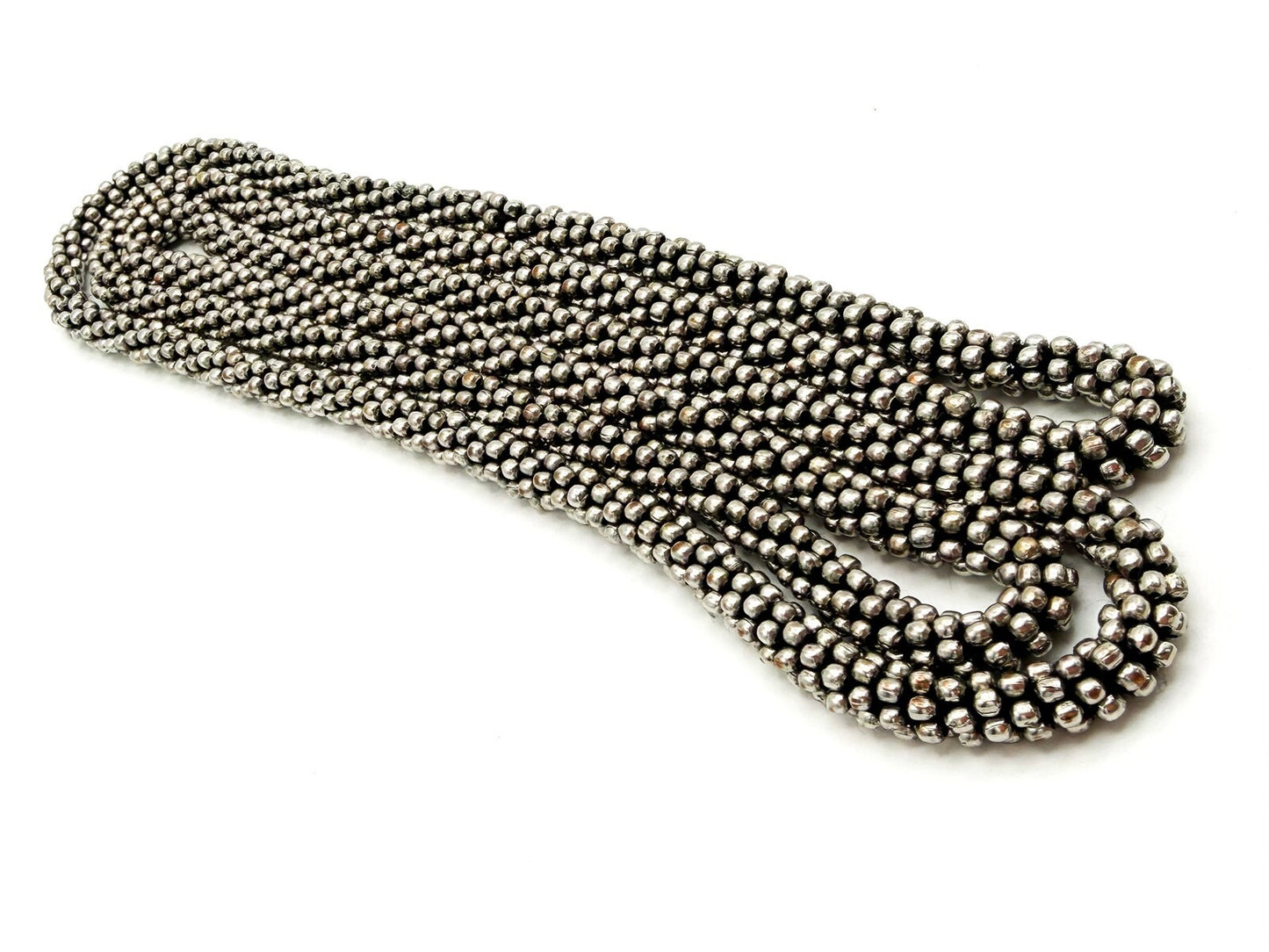 Silver Tone Popcorn Style Bead Necklace – Multi Strand Look