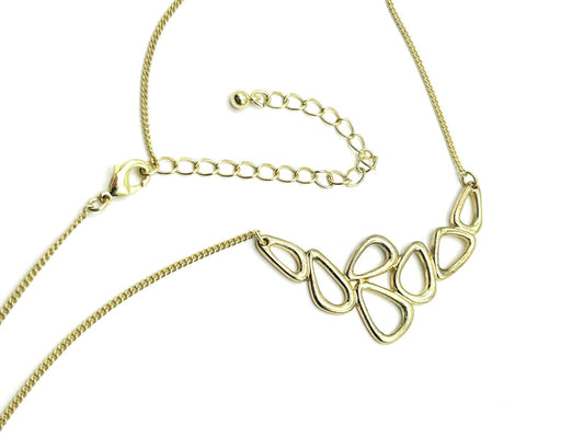 Gold Tone Teardrop Necklace Minimalist Abstract Panel Dainty Chain 16”