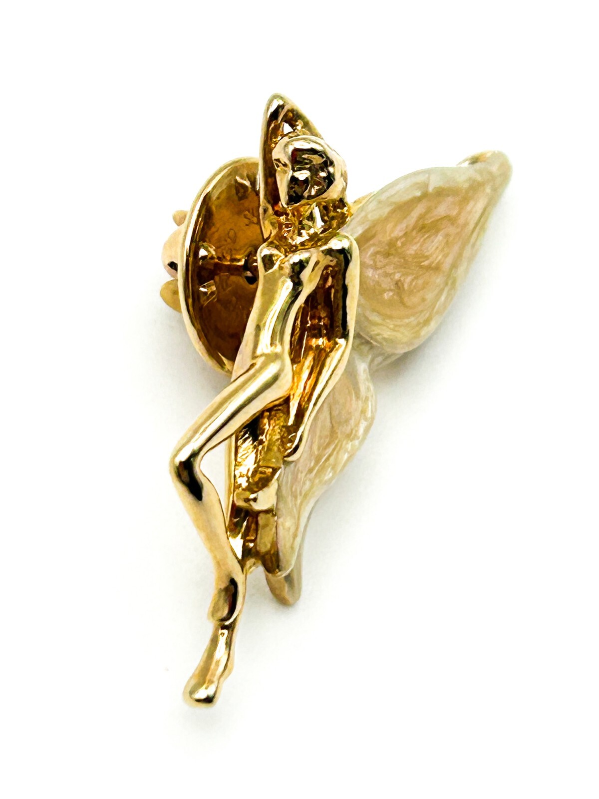 Kirks Folly Winged Fairy Brooch Enamel Gold Tone Pin Whimsical Signed