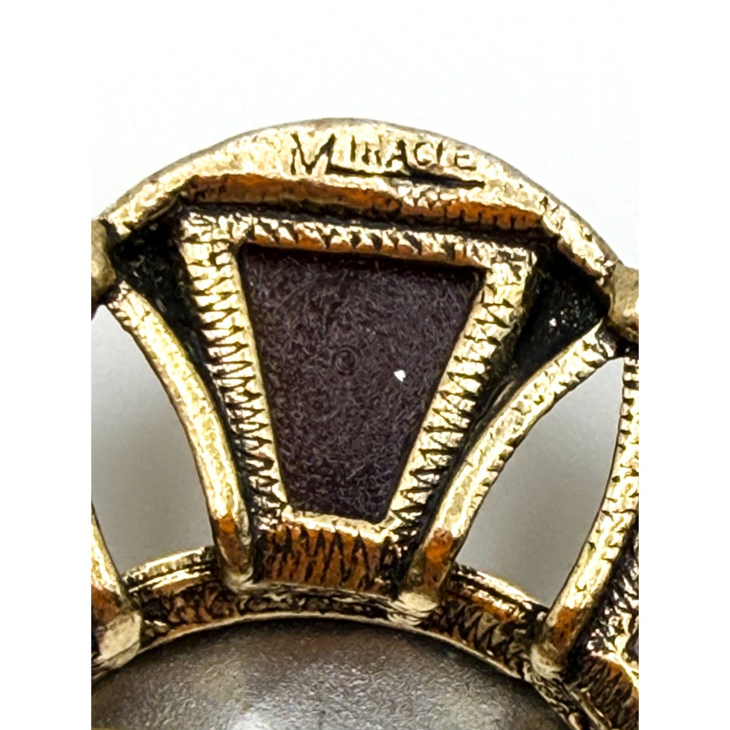 Signed Scottish MIRACLE Brooch Burnt Orange Brown Glass Cabouchons