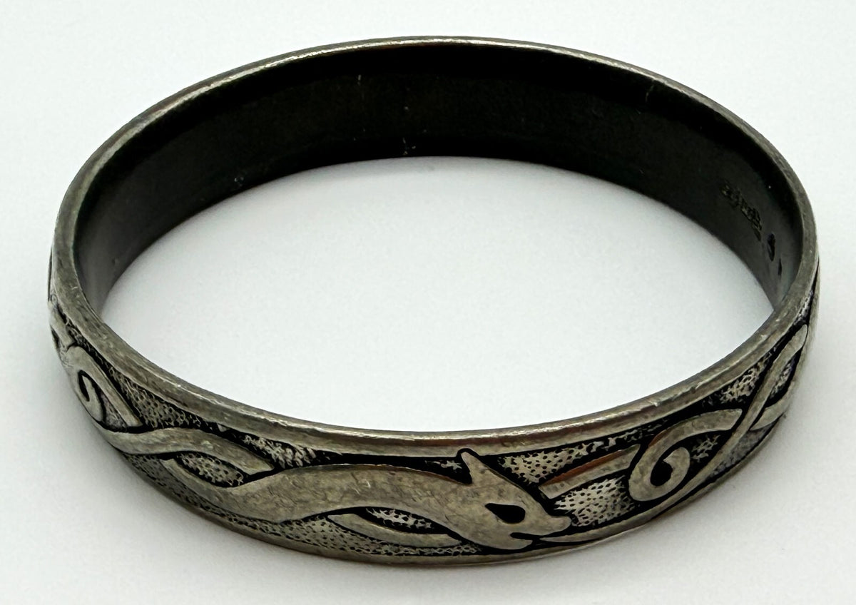 St Justin Pewter Celtic Serpent Dragon Bangle Cornwall Mythology Bracelet