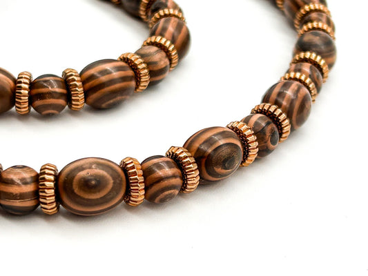 BD-Eye Boutique Upcycled Tan Brown Acrylic Jewellery Set Necklace Bracelet