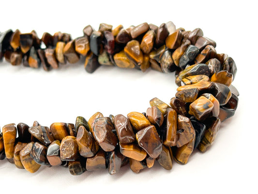 Vintage Tiger’s Eye Gemstone Chip Necklace Chunky Graduated Boho 22.5”