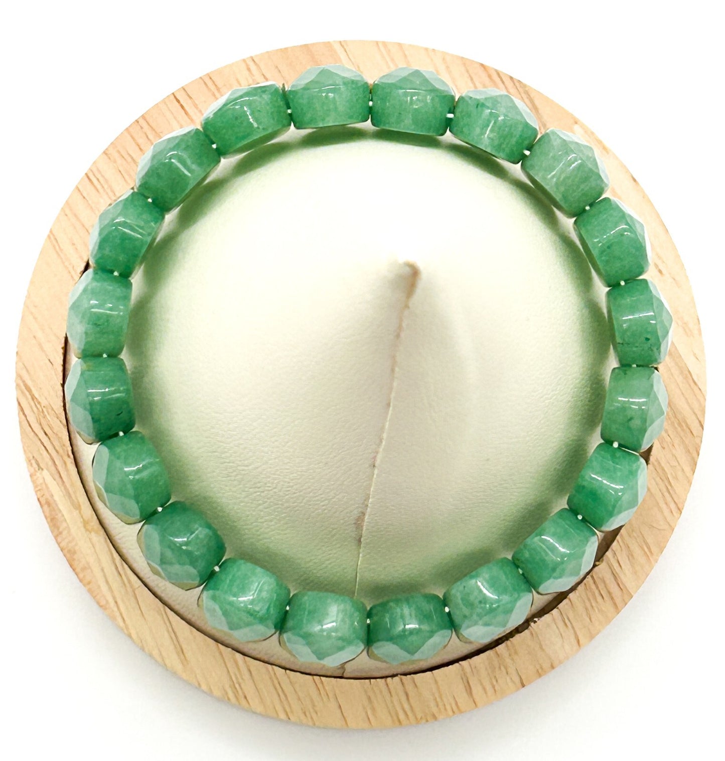 Green Aventurine Gemstone Stretch Bracelet Faceted Oval Beads Natural Stone