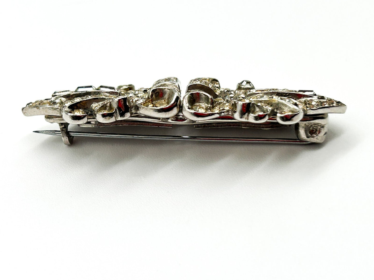 Vintage Rhinestone Duette Brooch Dress Clips Art Deco Style For Restoration