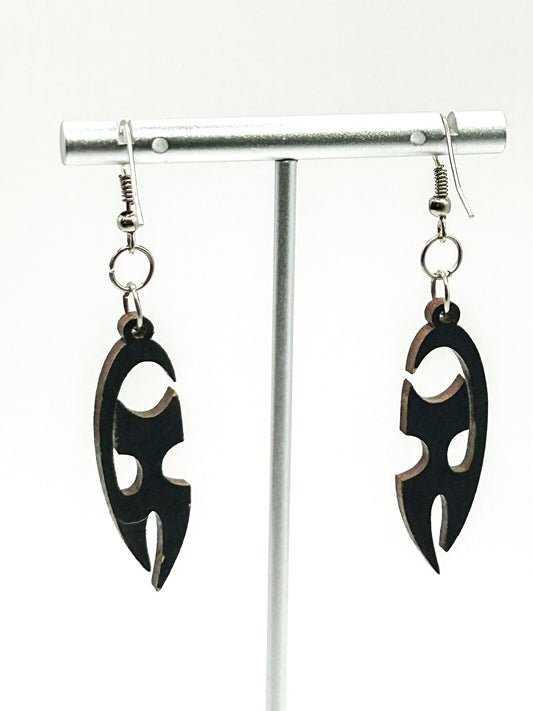 Hand Painted Wooden Cat Earrings Colourful Folk Art Dangle Quirky Felines