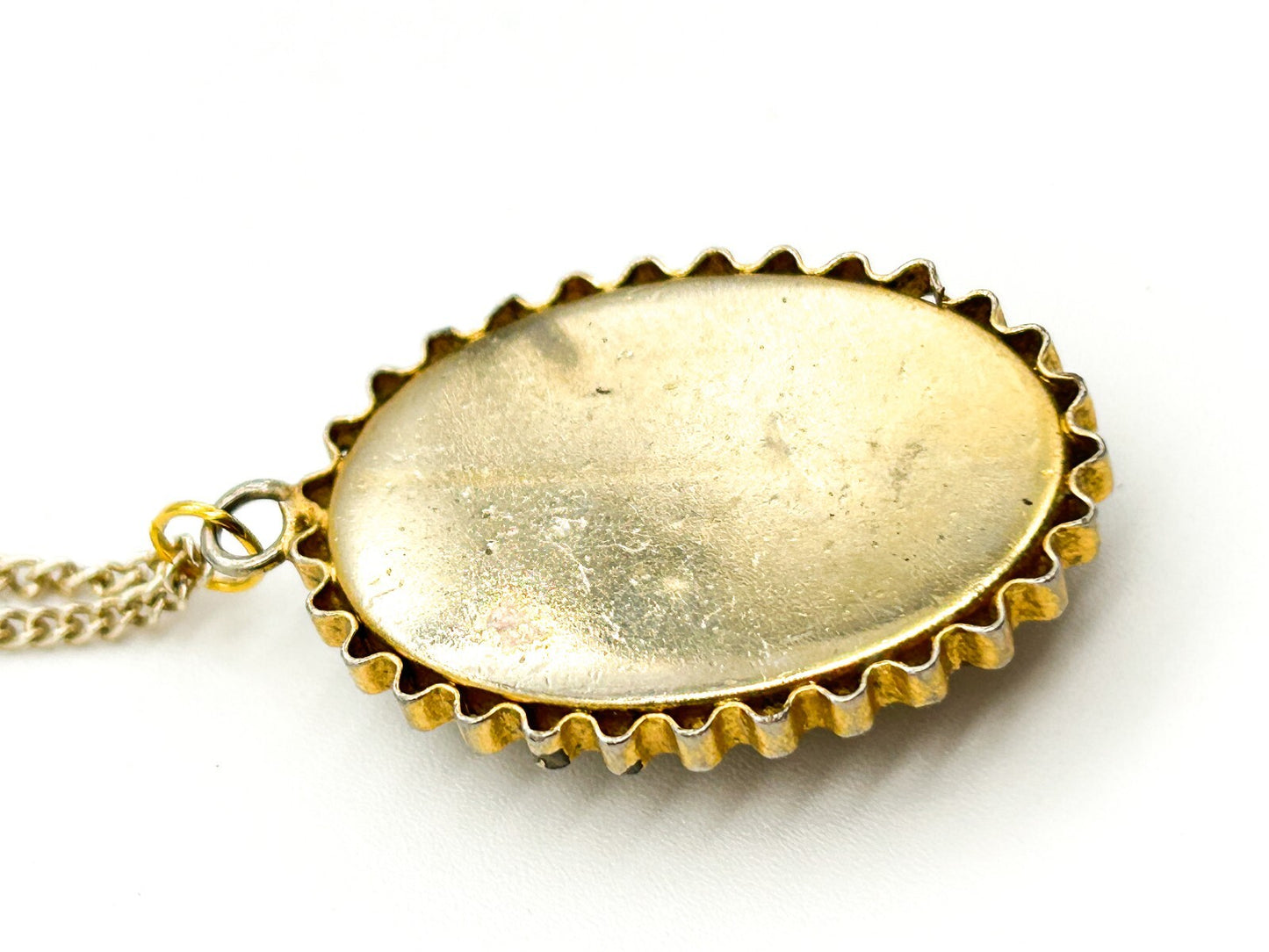 Vintage Lemon Agate Cabochon Pendant Necklace Gold Tone Oval Yellow Gemstone
