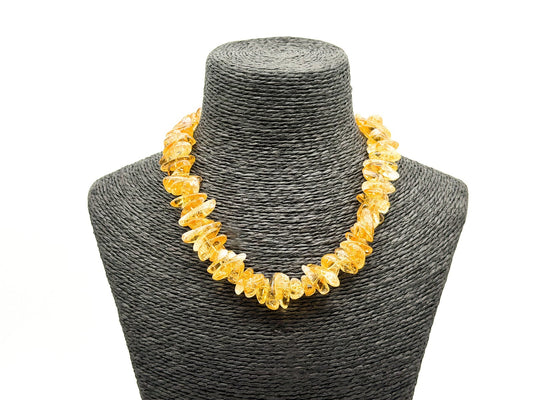 Natural Citrine Nugget Necklace Honey Yellow Gemstone Toggle Clasp Gemstone