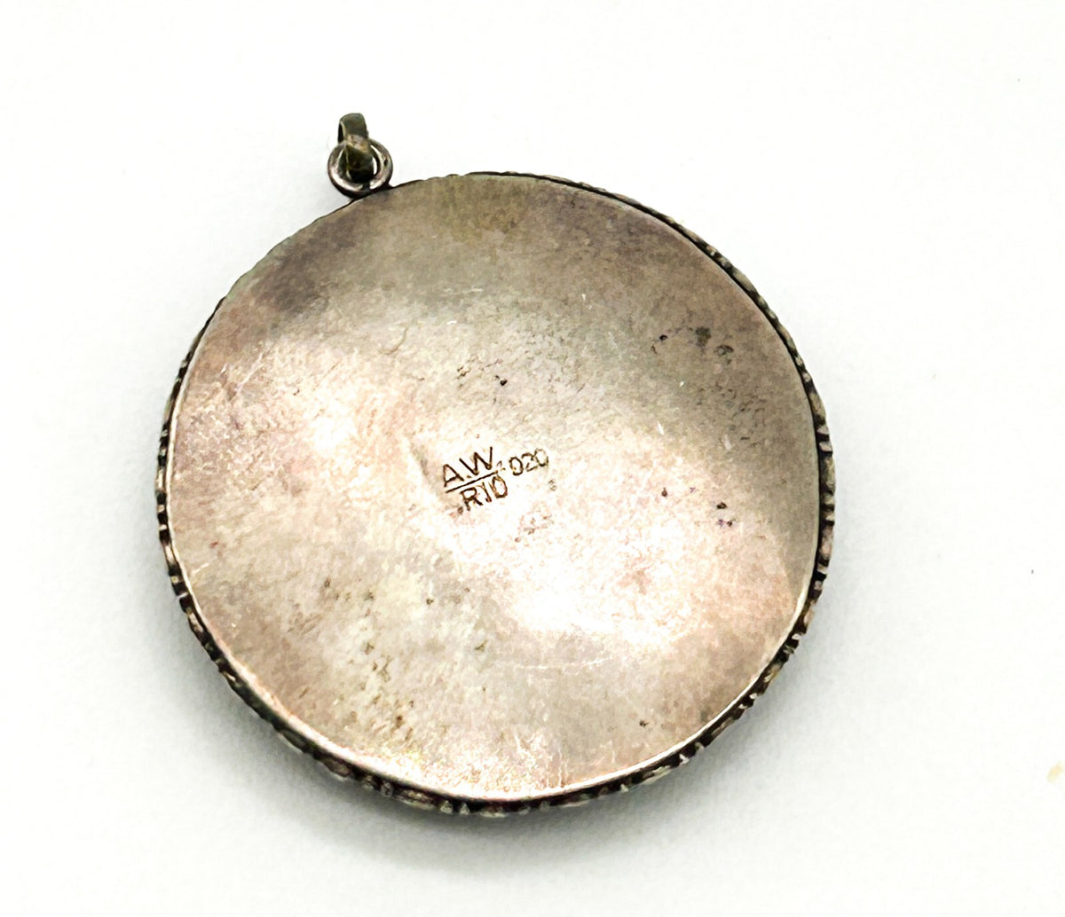 Vintage Art Deco A.W. Rio 920 Silver Morpho Butterfly Wing Pendant Bubble Glass
