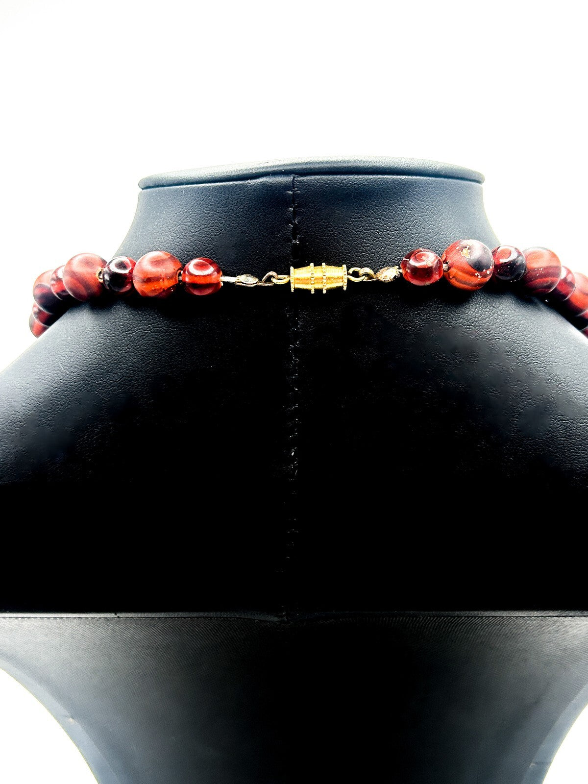 Long Wood Bead Necklace Mahogany Brown Graduated Boho Natural Wooden 29.5”