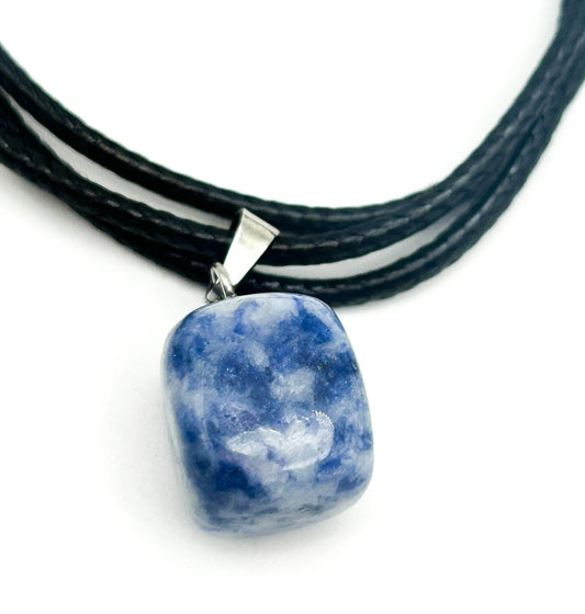 Gemstone Pendant Cord Necklace Bundle – Rose Quartz, Red Jasper Point, Sodalite