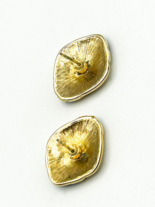 Vintage Black Enamel and Gold Tone Stud Earrings – Set of 2 Pairs