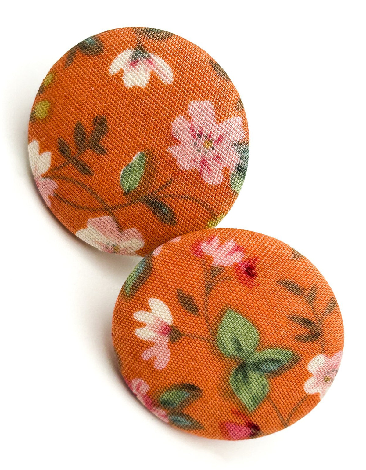 Set of 3 Fabric Stud Earrings Floral Stripe Polka Dot Button Earrings 2.5cm