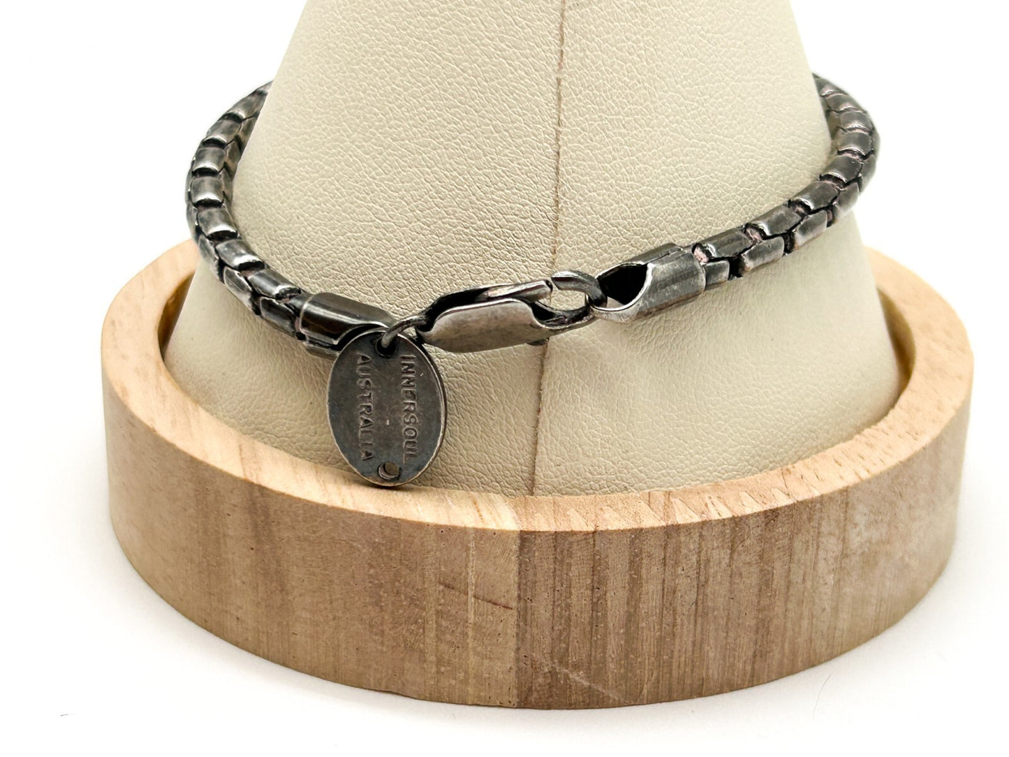 Innersoul Australia Bracelet Silver Tone Box Link Chain Y2K Vintage