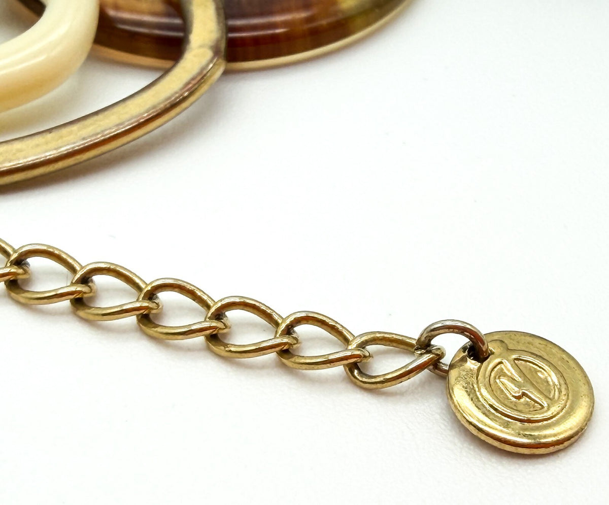 Virgin Vie Retro Gold Tone Charm Bracelet with Mixed Acrylic Hoops & Drops