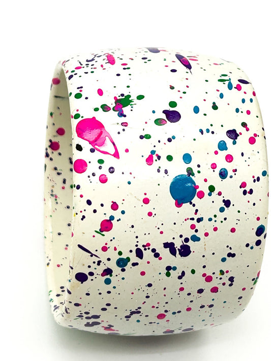 Retro Paint Splat Acrylic Chunky Cuff Bracelet Pink Purple Green Bangle
