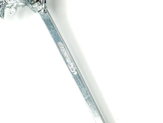 MIZPAH Scottish Thistle Brooch or Kilt Pin Silver Tone & Amethyst Tone Glass