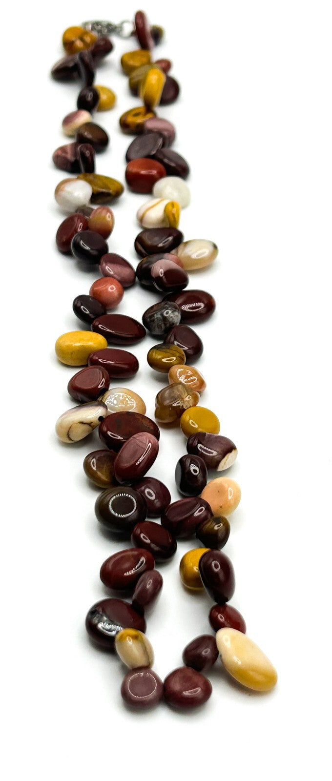 Mookaite Jasper Beaded Irregular Pebble-style Necklace - Gemstone Boho